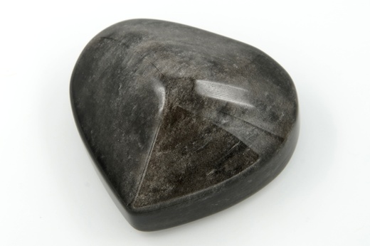 Obsidián stříbrný srdce 6,7 cm
