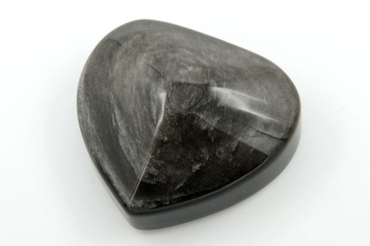 Obsidián stříbrný srdce 6,6 cm