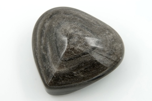 Obsidián stříbrný srdce 6,5 cm